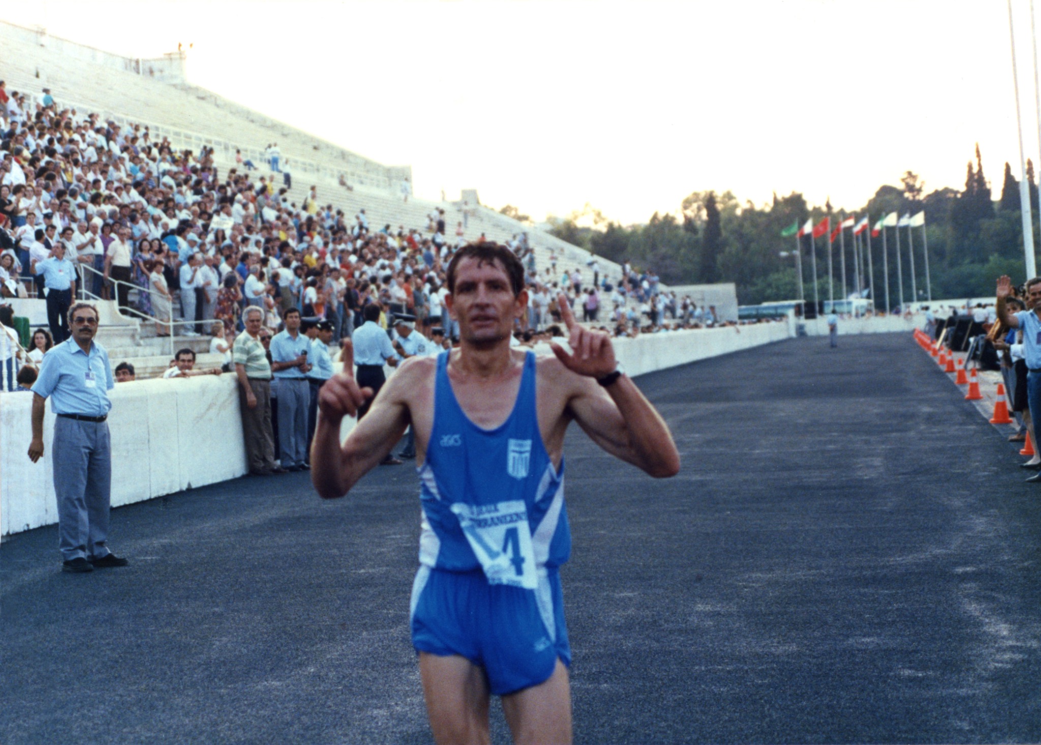 George Afordakos celebrating a race finish